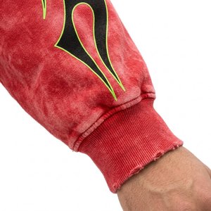Conjunto Deportivo Rojo con Capucha para Hombre, 100% Algodón, Manga Larga, Corte Holgado, Estilo Urbano con Estampado de Llamas, Cordón Ajustable y Bolsillos Laterales - Product Image 5