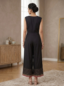 Combinaison ethnique noire en rayonne, décontractée, confortable, élégante, pour tous les jours, tenue ethnique une pièce pour femmes - Product Image 4