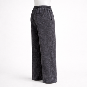 Acid Wash <b>Fleece</b> <b>Jogger</b> Pants <b>Men</b> Relaxed Straight Fit Mid Waist Drawstring Streetwear Sweatpants Custom Anti-static - Product Image 5