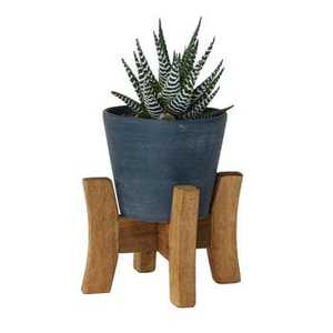 Pot de fleurs d'intérieur en céramique de qualité supérieure avec support en bois, pot de fleurs moderne minimaliste, porte-plantes décoratif pour la maison et le bureau - Product Image 5