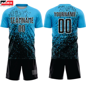 INDEX SPORTS WEAR Conjunto de Camiseta de Fútbol Sublimada Personalizada, Color Verde Azulado y Negro, Patrón Abstracto, Cuello Redondo, Manga Corta, para Adultos, Absorbe la Humedad - Product Image 5
