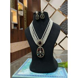 Magnifique ensemble de collier et boucles d'oreilles Kundan plaqué or de qualité supérieure, multi-couches, pour collection de mariage, pour femmes - Product Image 1