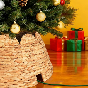 Falda para árbol de Navidad de jacinto de agua festoneado, superventas, hecha a mano, juego de 4 piezas, cubierta para base de árbol artificial - Product Image 3