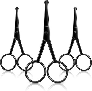 High End Stainless Steel Nose Hair Trimming Scissors Safety Rounded Tip Grooming <b>Tool</b> Professional Facial Hair <b>Removal</b> Scissors - Product Image 1