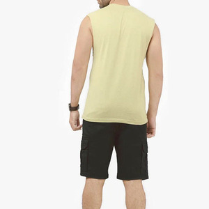 Camiseta sin mangas amarilla para hombre, cuello redondo, color sólido, tejido transpirable, informal, estilo musculoso, talla grande, chaleco deportivo - Product Image 3
