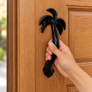 SHUBHAM <b>Black</b> Palm Tree Metal <b>Door</b> Pull Handle Decorative Coconut Tree Handle for Entrance <b>Door</b> Cabinet Wardrobe Furniture - Product Image 1
