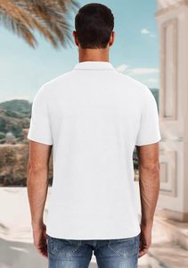 เสื้อยืดผู้ชายพรีเมียม ผ้าถักผสมสแปนเด็กซ์/คอตตอน แขนสั้น แฟชั่นลำลอง เล่นกอล์ฟ เทนนิส ชุดกีฬา เนื้อผ้านุ่ม ระบายอากาศได้ดี น้ำหนัก 220 กรัม - Product Image 4