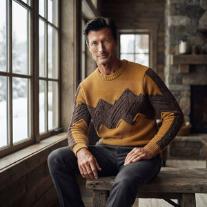 Modern Men <b>Jumper</b> <b>Warm</b> Knit Pullover Sweater Casual Winter Clothing Soft Fabric Ribbed Cuffs Hem And Comfortable Everyday Fit - Product Image 4