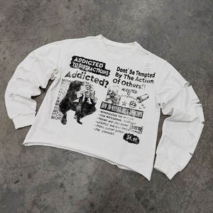 เสื้อยืดโอเวอร์ไซส์ทรงบ็อกซี่ผ้าฝ้ายแท้ 100% สำหรับผู้ชาย รับผลิตแบบ OEM เสื้อยืดแขนยาวสองชั้น พิมพ์ลายสกรีนตามสั่ง - Product Image 3