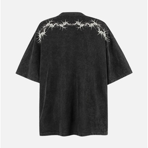 เสื้อยืดปักลายล้างกรดไซส์ใหญ่พิเศษเสื้อยืดคอตตอนออร์แกนิก100% พิมพ์ลายสกรีนไซส์ใหญ่พิเศษเสื้อผ้าแนวสตรีทเฮฟวี่เวท - Product Image 3