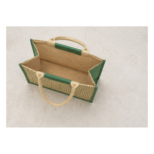 Custom Geometric Two Tone Jute Beach <b>Tote</b> Bags PP Laminated Reusable Shopping Bag Screen Printed Logo Wholesale Manufacturer OEM - Product Image 6