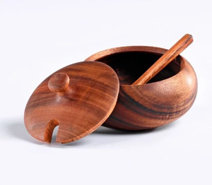 Recipiente de madera para azúcar/sal con tapa, accesorio de cocina para condimentos, a precio accesible. - Product Image 1
