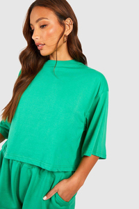 Ensemble décontracté 2 pièces pour femme, 100 % coton, léger, respirant, séchage rapide, écologique, antibactérien, shorts et chemises élastiques - Product Image 2