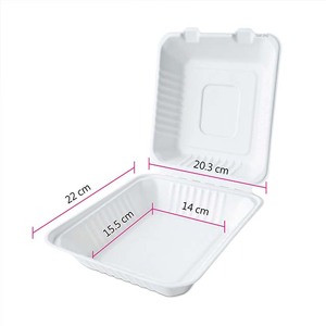 Contenedor de comida de pulpa de caña de azúcar de gran tamaño Clamshell - Product Image 4