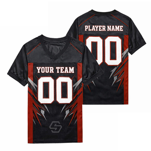 เสื้อฟุตบอลอเมริกันแบบตาข่ายสั่งทำขายส่ง คอวี แขนสั้น ระบายเหงื่อได้ดี ผลิตจากโพลีเอสเตอร์ สำหรับผู้ใหญ่ ทีม  ไซส์ใหญ่ - Product Image 5
