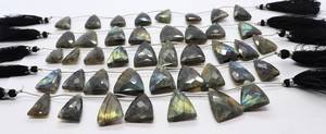 Natural Labradorite Faceted Triangle Shape Beads 16-18 MM Trillion Cut Flashy Labradorite <b>Gemstone</b> Beads 7 Inch Triangle Beads - Product Image 4