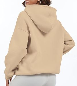 Modischer Kurzstil Atmungsaktiver Spandex/Baumwoll-Hoodie Neuer Langarm mit Anpassbarem Besticktem Logo Nabelschnur-Reißverschluss Fischgrätenmuster - Product Image 4
