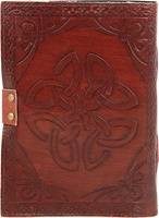 Carnet de notes à couverture rigide en cuir véritable NEW ERA, motif pentagramme celtique en relief, 100 pages, pages vierges, bords festonnés, reliure cousue, cadeau