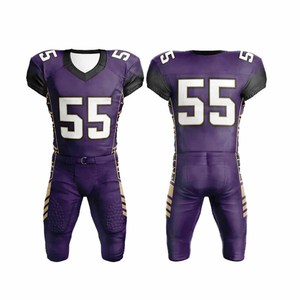 Custom American Football Uniform Set Men's V-Neck Jersey Pants Sublimated Print Moisture Wicking Fitted Style Number - Product Image 1