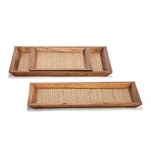 Wooden Tray Wooden Serving Tray Wooden <b>Breakfast</b> Tray with Metal Handle Wholesale Manufacturer - Product Image 5