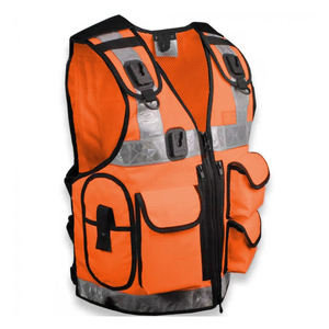 Chaleco de seguridad reflectante de 5 puntos de liberación rápida, color verde lima, ANSI Clase 3, transpirable, de malla de poliéster, con cierre de velcro y micropresillas. - Product Image 2