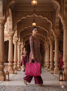 Sac fourre-tout en coton matelassé léger et réutilisable, fait main, motif floral, imprimé indien ethnique de qualité supérieure, grande capacité, à porter à l'épaule - Product Image 2