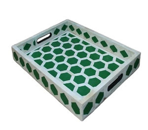 ถาดเสิร์ฟลายต้นไม้สีทองพิมพ์ลายด้วยมือ ดีไซน์หรูหราทันสมัยสำหรับตกแต่งบ้าน ถาดไม้สำหรับใช้ในงานปาร์ตี้ - Product Image 6