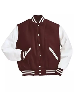 Wholesale Custom Men's Canvas Varsity <b>Jackets</b> Stand Chenille Embroidery Patch Leather Sleeve Bomber Baseball Letterman Design - Product Image 1