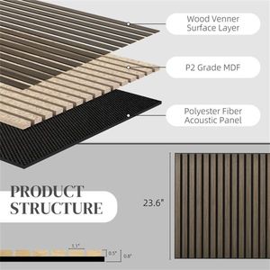 4 Pannelli Acustici in Legno 60x60 cm per Pareti di Casa e Ufficio - Product Image 3