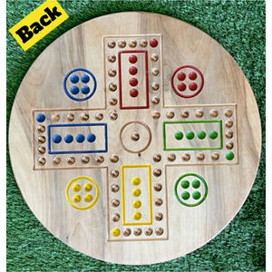 Juego de Mesa Ludo de Madera Maciza Hecho a Mano con Canicas de Vidrio y Dados, Juego de Mesa Familiar de Lujo para Adultos - Product Image 4
