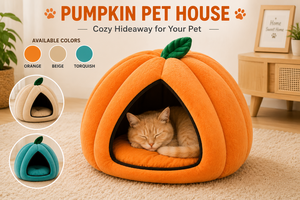 Maison pour animaux Pumpkin Pet House OEM ODM avec logo personnalisé, lit douillet et confortable pour chat et chien, fabricant direct - Product Image 3