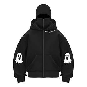 Personalized <b>Men</b> Double Balaclava Zip Hoodie Polyester Cotton Casual Jacket With Attached <b>Face</b> <b>Mask</b> Hood And Relaxed Streetwear - Product Image 5