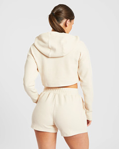 OEM Custom Design ManufacturerWaffle Crop Hoodie & Shorts 2 Piece Set <b>Women's</b> Tracksuits Breathable Sportwear <b>Women</b> <b>Sweatsuits</b> - Product Image 2