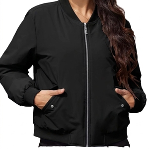 Chaqueta Bomber de Invierno para Mujer, con Cuello Alto, Tejido Oxford Transpirable, Exterior de PU, Mangas Largas, Bolsillos Delanteros, para Caza y Fiestas - Product Image 2