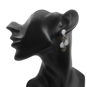 2.71 Cttw Round Cut White & Brown Natural Diamond Teardrop <b>Dangle</b> <b>Earrings</b> for Womens 925 Sterling <b>Silver</b>, G-H Color - Product Image 4