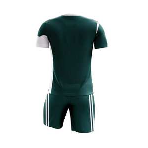 ชุดเสื้อฟุตบอลและกางเกงขาสั้นสีเขียวเข้มสำหรับผู้ชายพร้อมดีไซน์แถบสีขาวชุดยูนิฟอร์มกีฬาที่ระบายอากาศได้ดี - Product Image 2