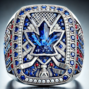 Anillo de Plata de Ley Chapado en Rodio con Circonita Cúbica AAAAA en Engaste Pavé, Diseño Hockey Champion - Product Image 3