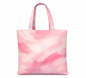 Hot Selling Reusable Shopping bag Pink Watercolor Pattern <b>Canvas</b> <b>Tote</b> Bag Medium Size Daily Shopping Hand Carry Bag - Product Image 1