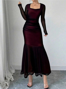 Vestido largo de poliéster con cuello halter y diseño de bloques de color, elegante y de nueva colección para mujer, estilo europeo y estadounidense, ideal para el verano. - Product Image 4