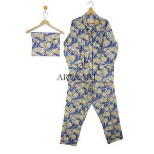Ensemble de pyjama d'été classique vintage pour femmes, 3 pièces, motif floral, 100% coton, écologique, séchage rapide, respirant pour la tenue - Product Image 5