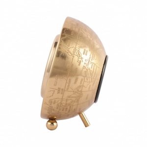 Circular Brass Desk <b>Clock</b> Traditional Design Silent Quartz Movement <b>Battery</b> Operated Needle Display Projection Function - Product Image 5