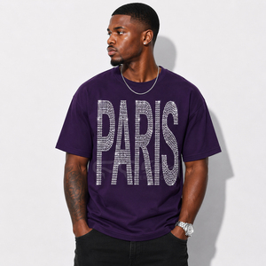 เสื้อยืดกราฟิก PARIS ประดับคริสตัลไรน์สโตน พรีเมียม ยี่ห้อ Cosh International ทรงโอเวอร์ไซส์ สไตล์สตรีทแวร์ สำหรับทุกเพศ ผลิตโดยผู้ผลิตเสื้อผ้าแฟชั่น - Product Image 3
