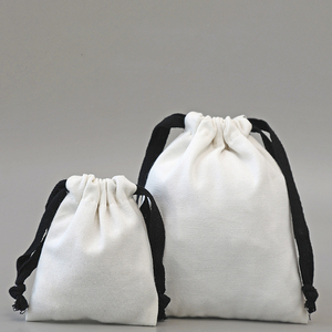 Bolsas de Algodón Blanco con Cordón Negro, Diseño Liso, Cierre Elástico, Varios Tamaños para Almacenamiento, Suministros al por Mayor OEM - Product Image 1