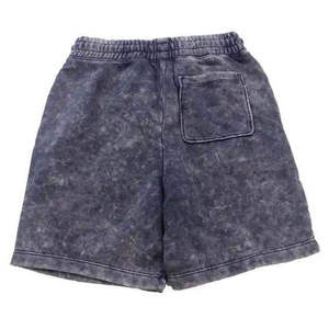 Shorts en coton lavé de couleur unie pour homme, taille élastique, taille mi-haute, poches, décontracté, respirant, tissu tricoté - Product Image 5