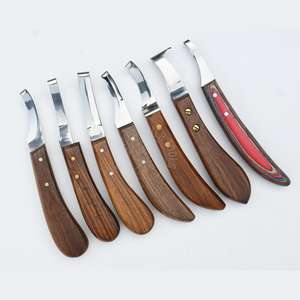 Farrier Hoof Knife Set Wooden Handle Ergonomic Grip Including Detachable Loop Knife Dual Side Sharpe <b>Blade</b> and D <b>Blade</b> Knife - Product Image 1