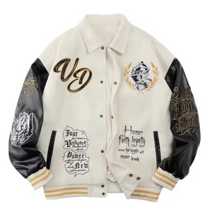 Chaqueta de Béisbol Varsity para Hombre, Estilo Hip Hop Harajuku, con Parches de Letras, de Poliéster, Resistente al Viento, Ecológica, Unisex, Ropa Urbana - Product Image 5