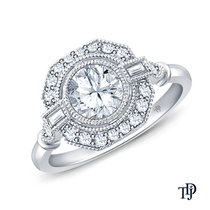 Bague de fiançailles en or 10 carats avec diamants naturels (anciens) et accents baguette et ronds, vente en gros OEM, fabricant international de détail - Product Image 4