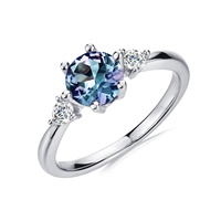 New Bạc 925 Đá Quý Trang Sức 2021 Round Cut Lab Tạo Alexandrite Vintage Xinh Xắn Nhẫn Đối Với Phụ Nữ Destiny Đồ Trang Sức
