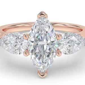 แหวนเพชรเม็ดเดี่ยวทรงมาร์คีส์ 0.50 กะรัต เพชรเลี้ยงในห้องปฏิบัติการ ตัวเรือนทอง 18K และแพลตตินัม - Product Image 1