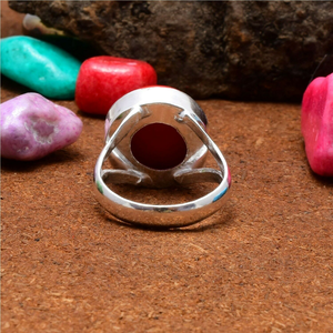 Bague en corail rouge, argent sterling 925, bijoux faits à la main, corail naturel, bague statement, cadeau pour femme - Product Image 3